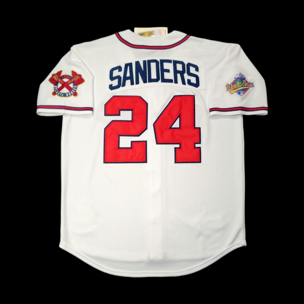 Deion Sanders Jersey Atlanta Braves 1992 World Series Throwback Stitched NEW🎁